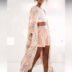 Free People Intimately Free Into The Wild Kimono Floral Oversized Boho Sz XS